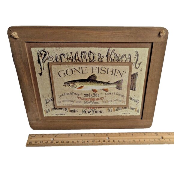 Prichard & Knoll Gone Fishin' Sign Chalkboard Plaque 10 x 8-in Fishing Sign NEW - Picture 7 of 8